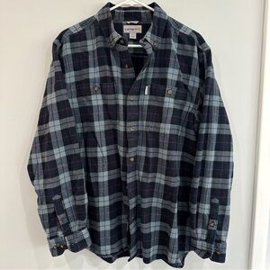 Carhartt Blue Plaid Button Down Flannel
